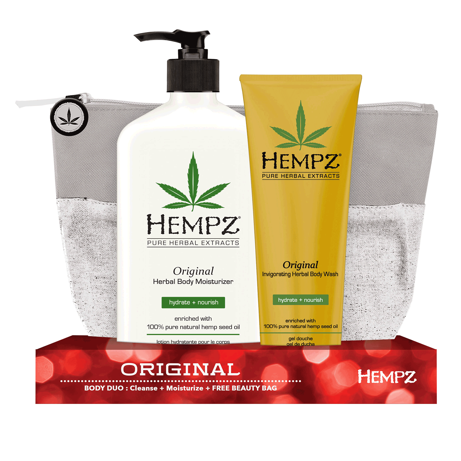 Original Body Herbal Moisturizer & Body Wash Gift Set Hempz CosmoProf