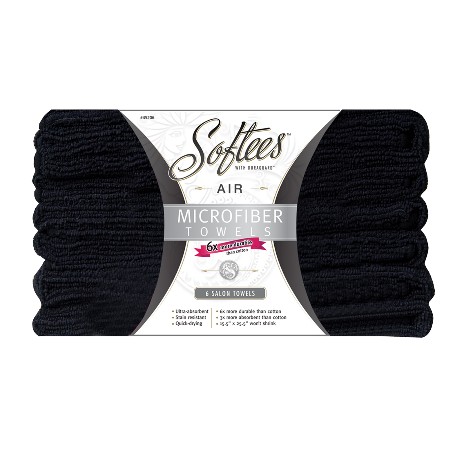 Black Softees Microfiber Towels 6 pack Fromm Andre International