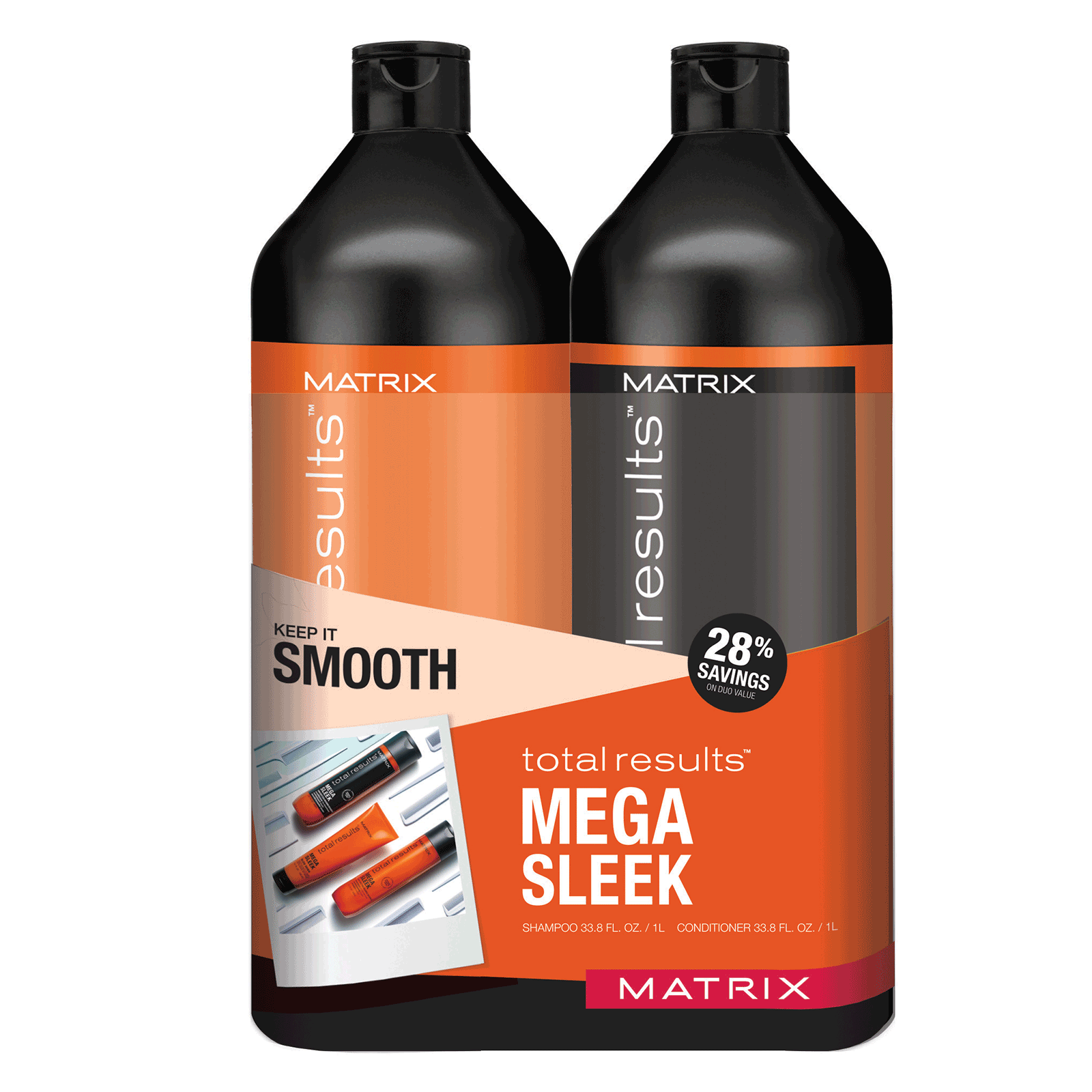 Total Results Mega Sleek Shampoo & Conditioner Liter Duo Matrix CosmoProf