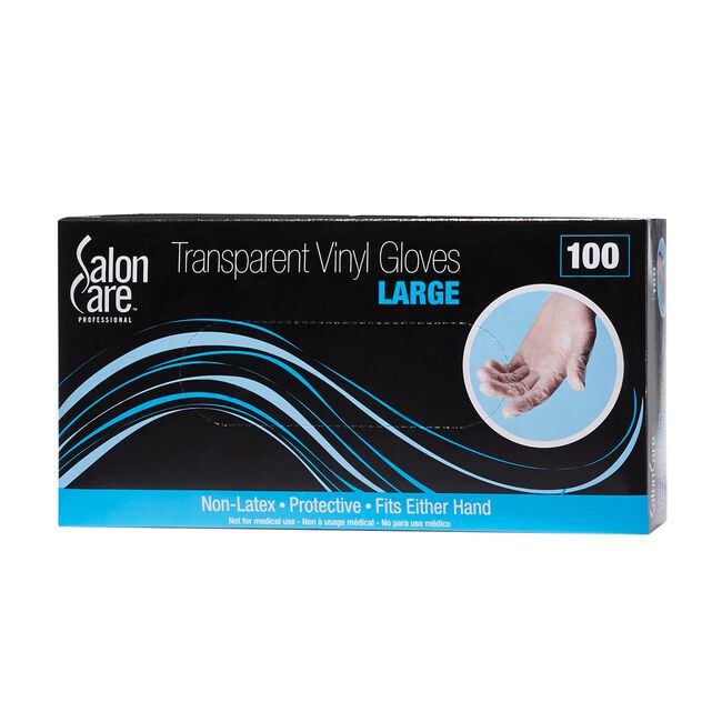 Salon Care Clear Vinyl Powdered Gloves Large - 100 Count