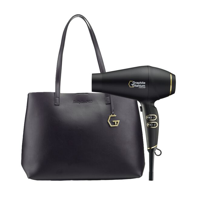 BabylissPRO Graphite + Titanium Ionic Hair Dryer with Tote