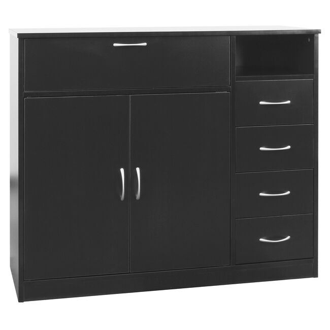 Black Styling Station with Stainless Steel Laminate Top