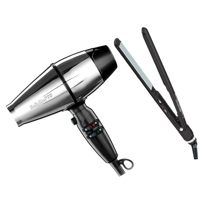 BaBylissPRO SteelFX Dryer, NT Black Flat Iron 1 Inch