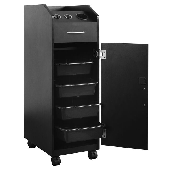 Keystone Black Lockable Wood Trolley