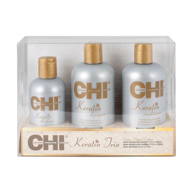 CHI Keratin Shampoo, Conditioner, Silk Infusion Treatment