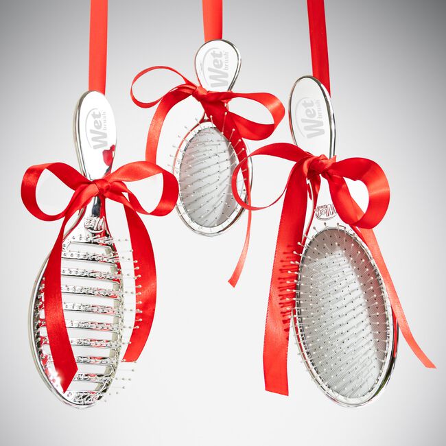 Silver Festive Mini Detangler Brush
