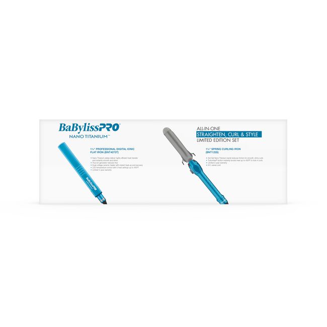 Nano Titanium 1.25" Digital Ionic Flat Iron & 1.25" Spring Curling Iron