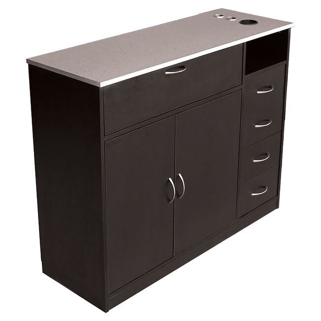 Black Styling Station with Stainless Steel Laminate Top