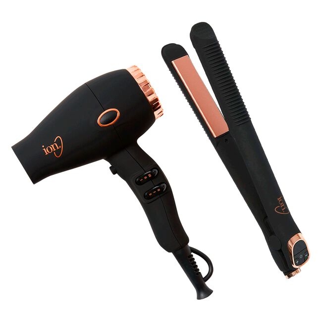 ION Luxe Coconut Oil Imfised Flat Iron, Compact Dryer