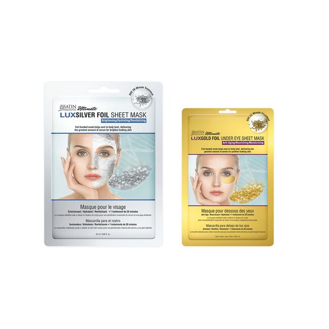 Lux Foil Facial Mask Silver, Under Eye Sheet Mask Gold Satin