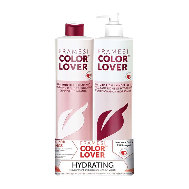 Color Lover Moisture Rich Shampoo, Conditioner Liter Duo Framesi