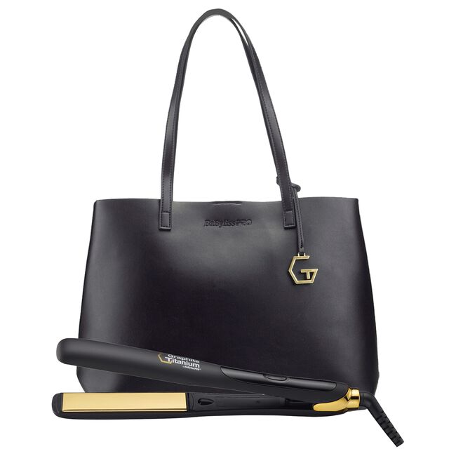 BaBylissPRO Graphite+Titanium Flat Iron 1.25 Inch, Tote