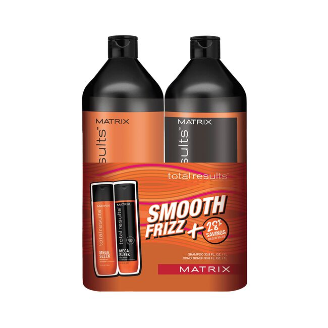 Mega Sleek Shampoo, Conditioner Liter Duo