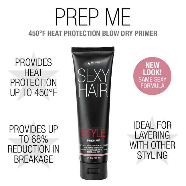 Style Sexy Hair Prep Me 450˚F Heat Protection Blow Dry Primer