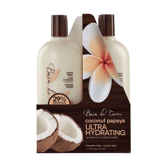 Coconut Papaya Ultra Hydrating Shampoo,Conditioner Liter Duo