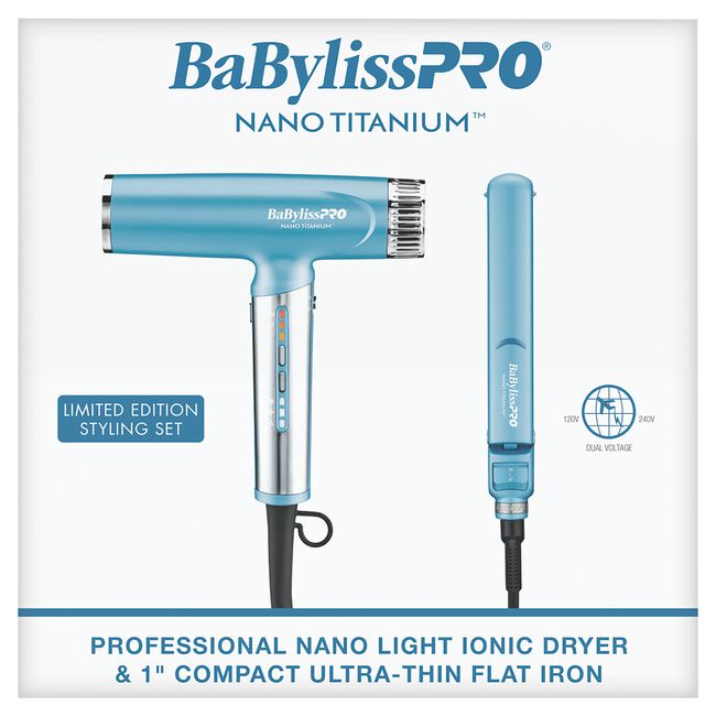 Nano Titanium Light Dryer & 1 Inch Compact Flat Iron Set