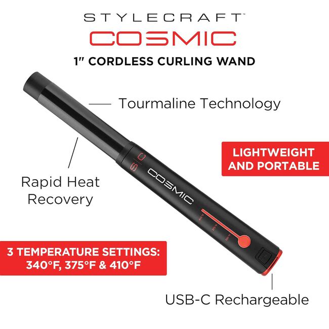 Cosmic Cordless 1 Inch Curling Wand
