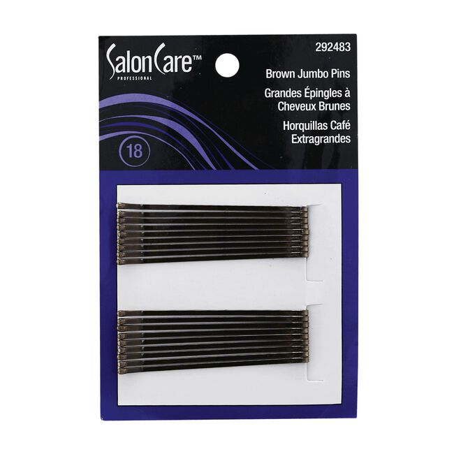 Salon Care Jumbo Roller Pins - Brown 18 Count