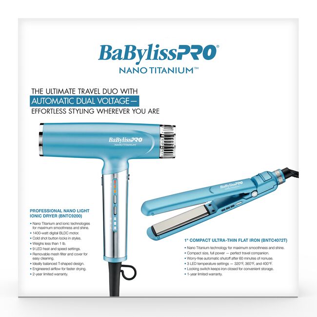 Nano Titanium Light Dryer & 1 Inch Compact Flat Iron Set