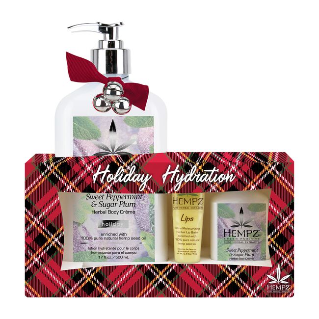 Sweet Peppermint & Sugar Plum Body Creme, Lip Balm Hempz CosmoProf