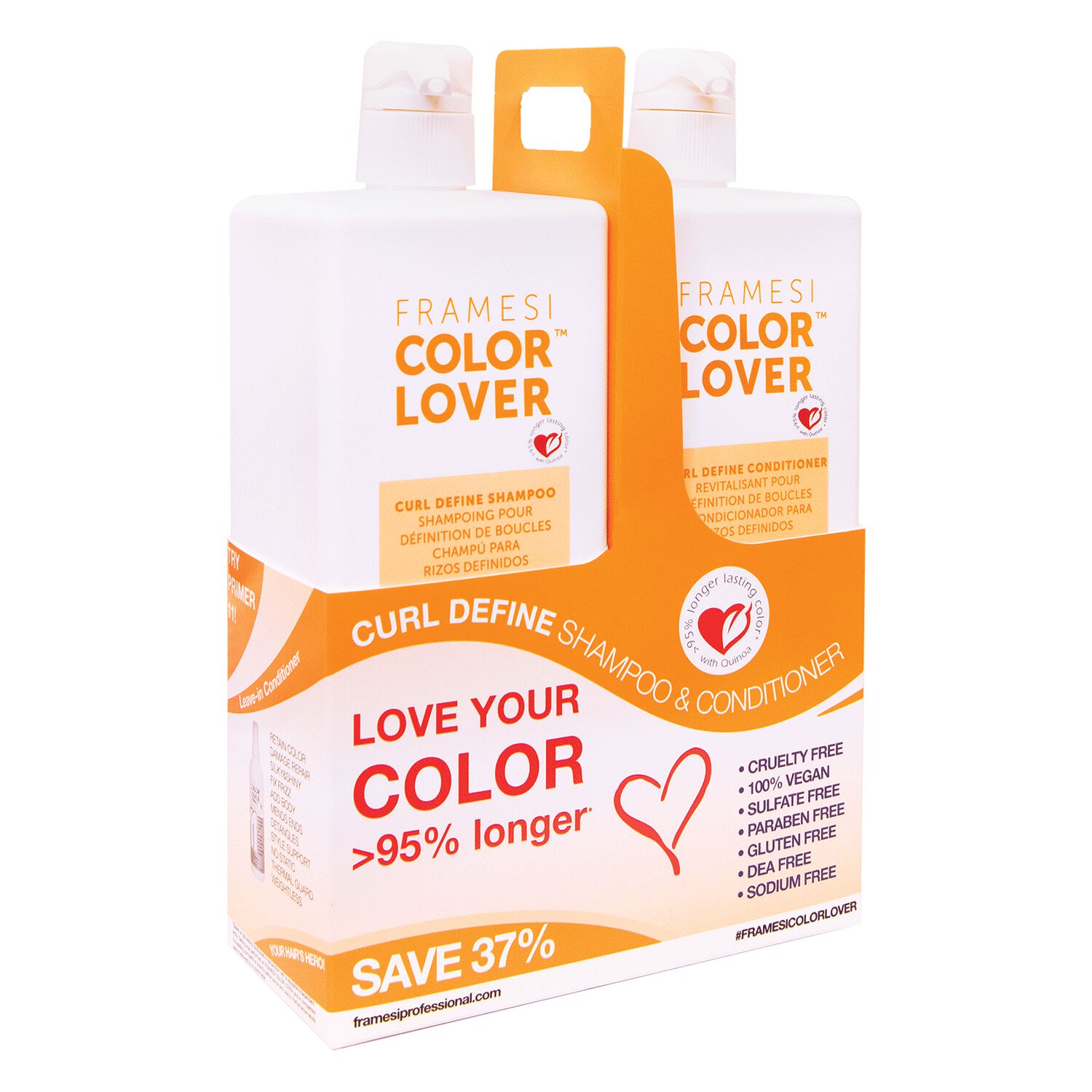 Color Lover Curl Define Shampoo, Conditioner Liter Duo Framesi CosmoProf