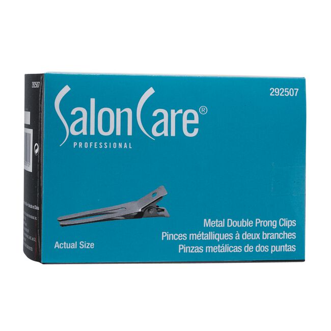 Salon Care Metal Double Prong Clips - 100 Pack