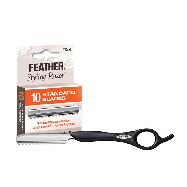 Feather Razor Handle, Replacement Blades 10 Count