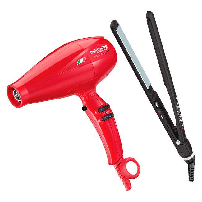 BaBylissPRO Ferrari Red Volare Dryer, NT 1 Inch Flat Iron