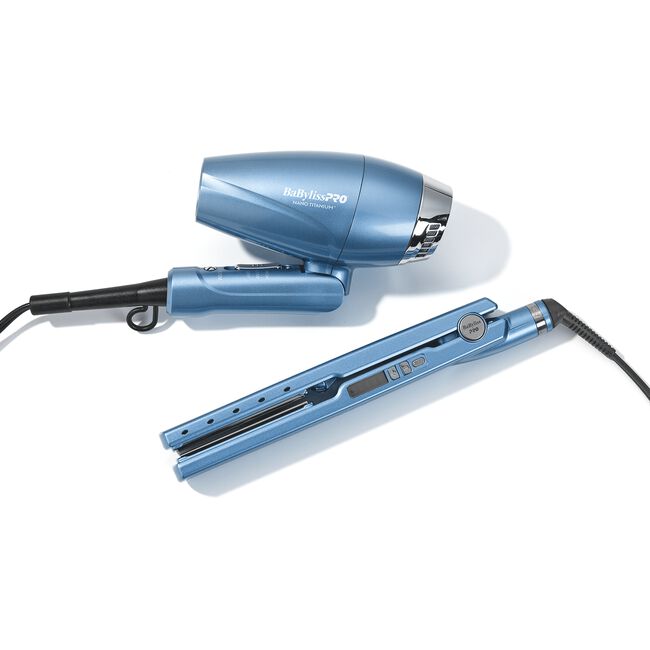 Nano Titanium Compact Folding Dryer & 1.25 Inch Digital Ionic Flat Iron Set