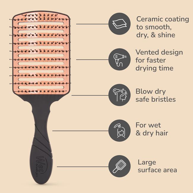 Black Pro Ceramic Speed Dry Paddle Brush