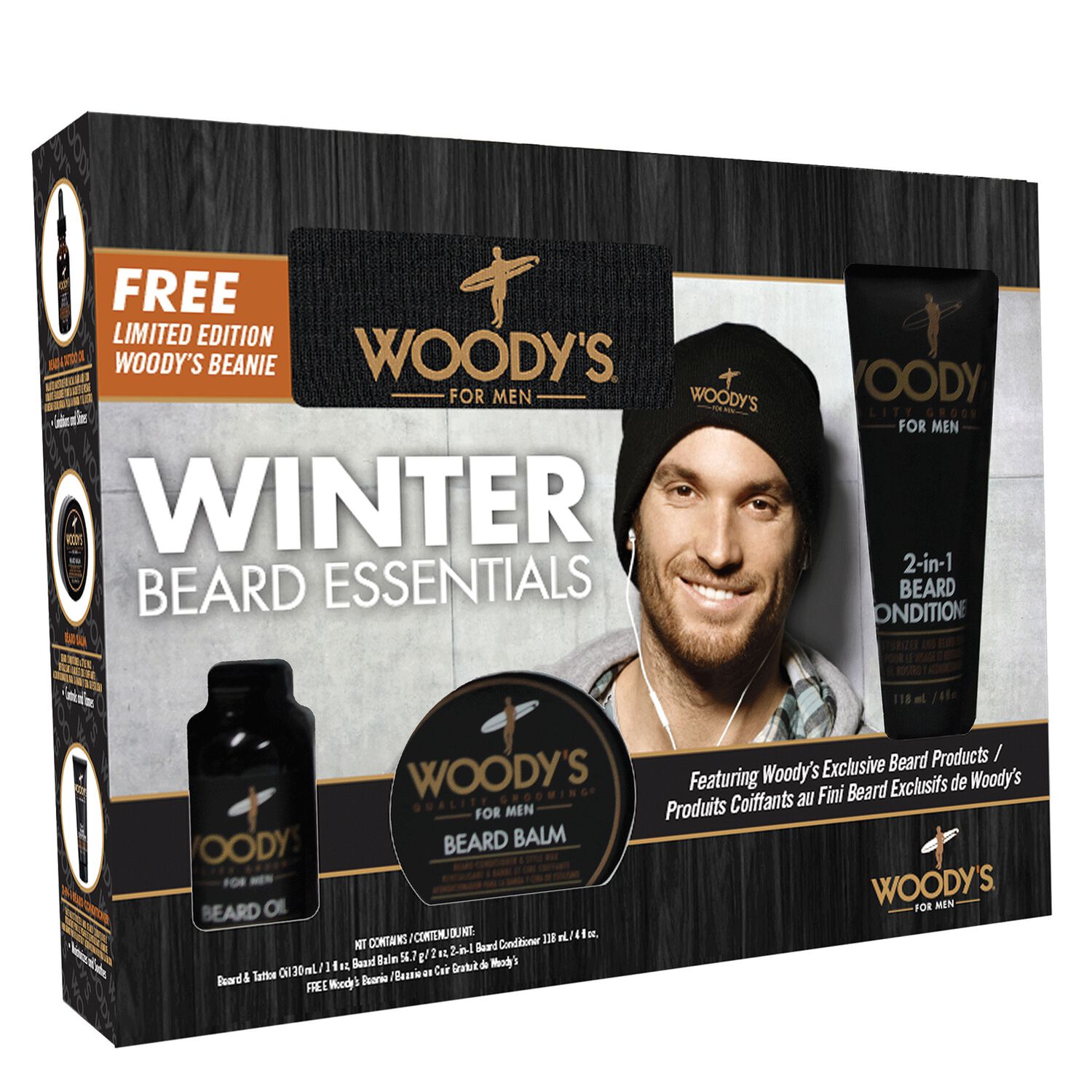 Beard Grooming Kit with free Beanie Woodys CosmoProf