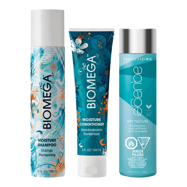 Biomega Moisture Shampoo, Conditioner, Dry Texture Spray