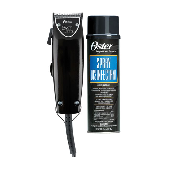 Fast Feed Adjustable Hair Clipper, Spray Disinfectant Oster CosmoProf