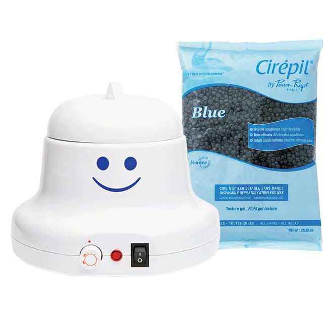 Happy Wax Heater with Blue Wax Beads Cirepil Wax CosmoProf