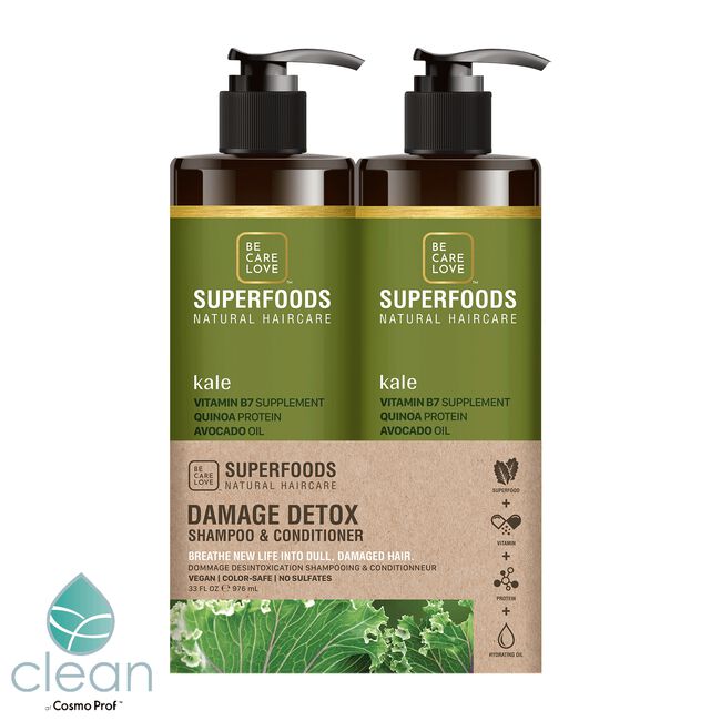 SuperFoods Kale Damage Detox Shampoo, Conditioner Liter Duo