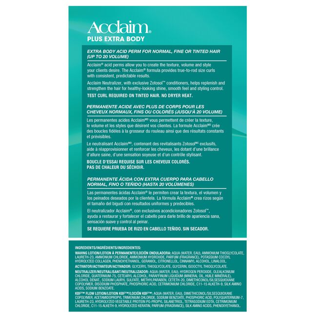 Acclaim Plus Extra Body Acid Perm for Normal, Fine or Tinted Hair