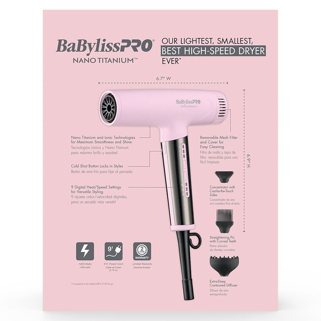 Pink Nano Titanium Light Ionic Dryer