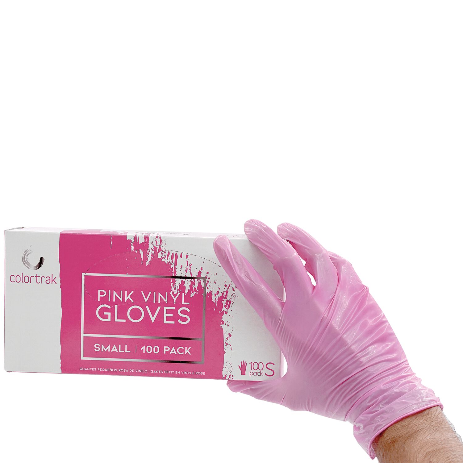 Small Pink Vinyl Disposable Gloves Colortrak Betty Dain CosmoProf