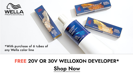 Free 20v or 30v Welloxon Developer with purchase of 6 tubes of any Wella color line. Click Here to Shop Now.