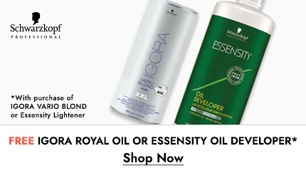 Free Igora Royal Oil or Essensity Oil Developer with purchase of Igora Vario Blond or Essensity Lightener. Click Here to Shop Now.