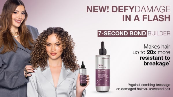 NEW! DEFYDAMAGE IN A FLASH 7-SECOND BOND BUILDER Makes hair up to 20x more resistant to breakage *Against combing breakage on damaged hair vs. untreated hair