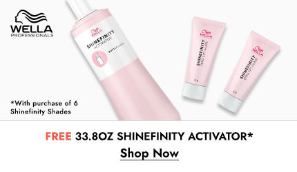 Free Wella Shinefinity Activator with purchase or six Shinefinity Shades. Click Here to Shop Now.