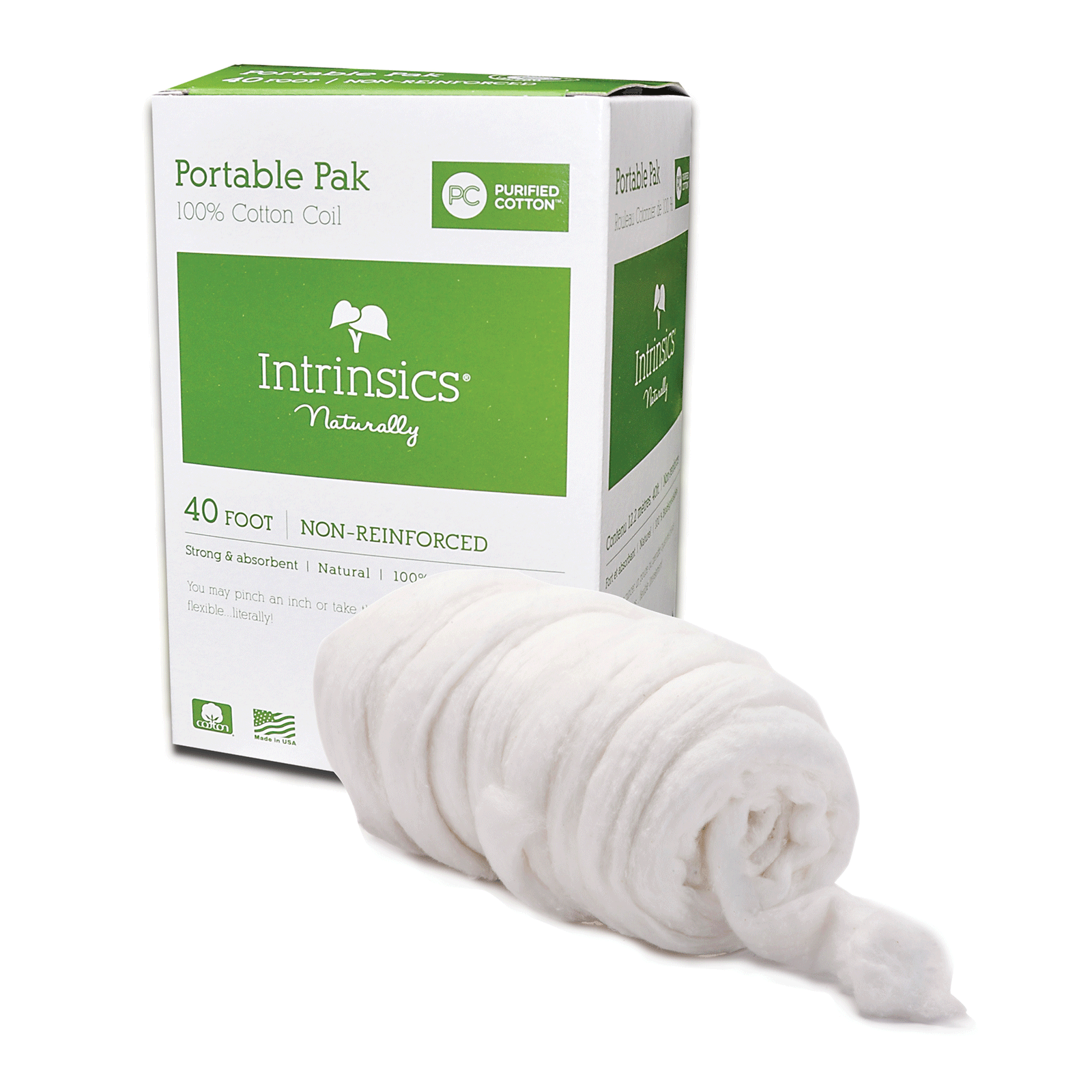 Portable Pak Cotton Coil NonReinforced 40' Intrinsics CosmoProf
