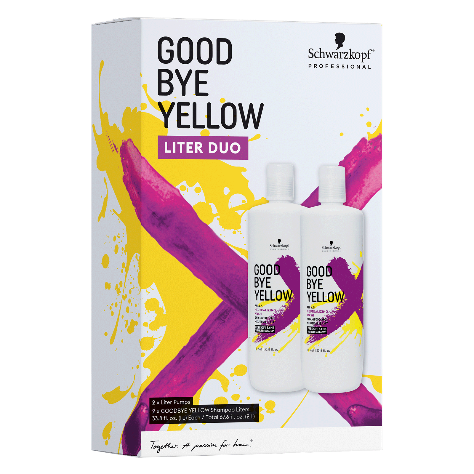 Goodbye Yellow Shampoo Liter Duo, Liter Pump Schwarzkopf Professional CosmoProf