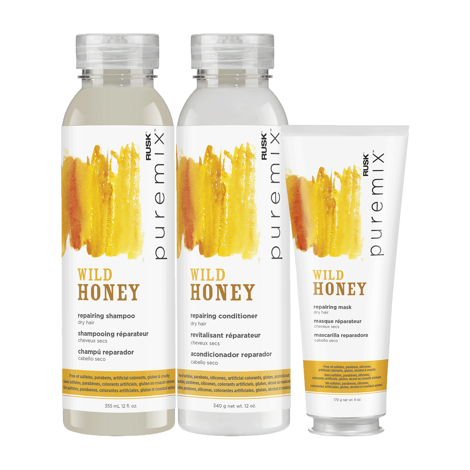 Puremix Wild Honey Repairing Shampoo Conditioner Mask Rusk