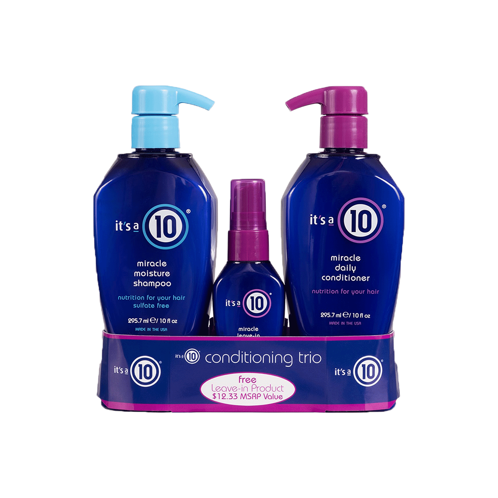 It's A 10 Miracle Moisture Shampoo, Conditioner, LeaveIn Its A 10