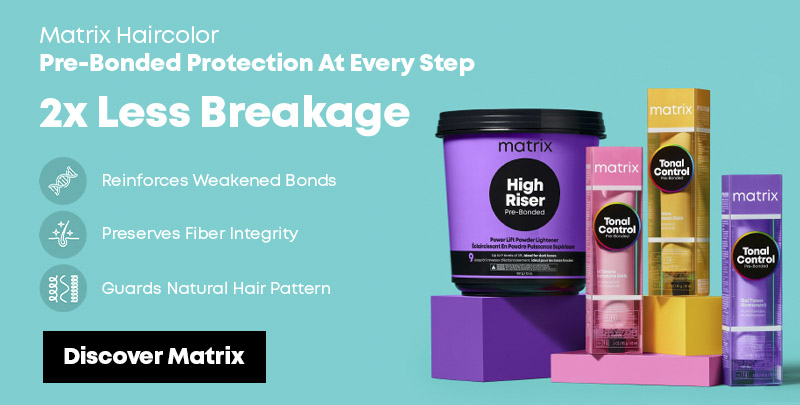 Matrix Haircolor. Pre-Bonded Protection At Every Step, 2x Less Breakage. Reinforces weakened bonds, preserves fiber integrity, guards natual hair pattern. Discover Matrix.